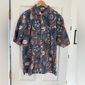 Wes and Willy Illinois Fighting Illini Men's Short Sleeve Button Shirt XL